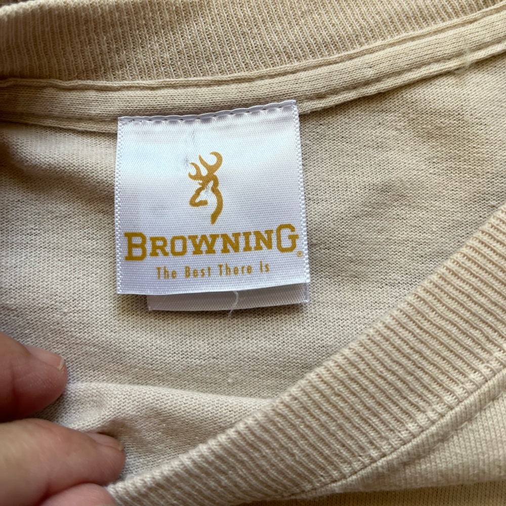 Men’s Browning long sleeve tan/beige graphic tee shirt. Size large - Picture 6 of 11